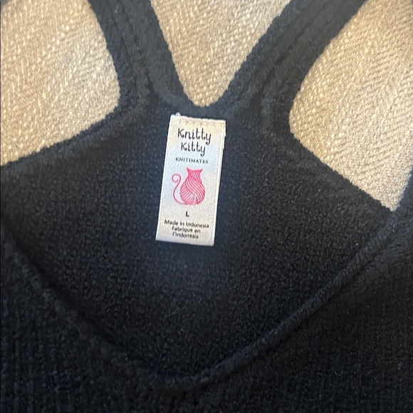 Knitty Kitty Knitimates black woven cropped tank bra size Large like new woven - Picture 3 of 7